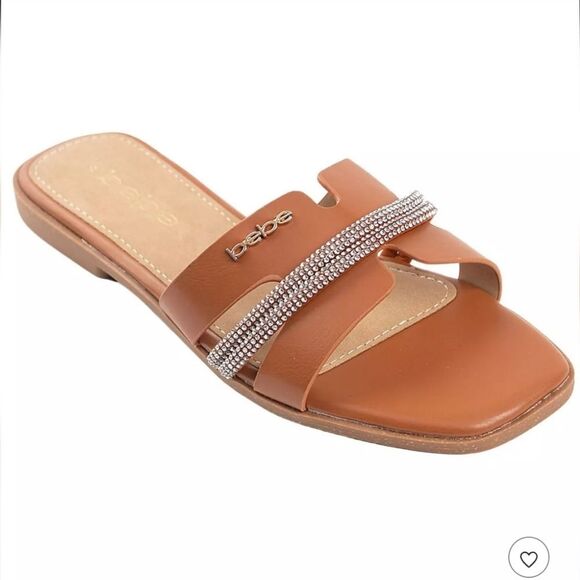 BRAND NEW BEBE WOMEN'S RHINESTONE SLIDE WITH SILVER CHAIN ACCENT - Picture 12 of 16